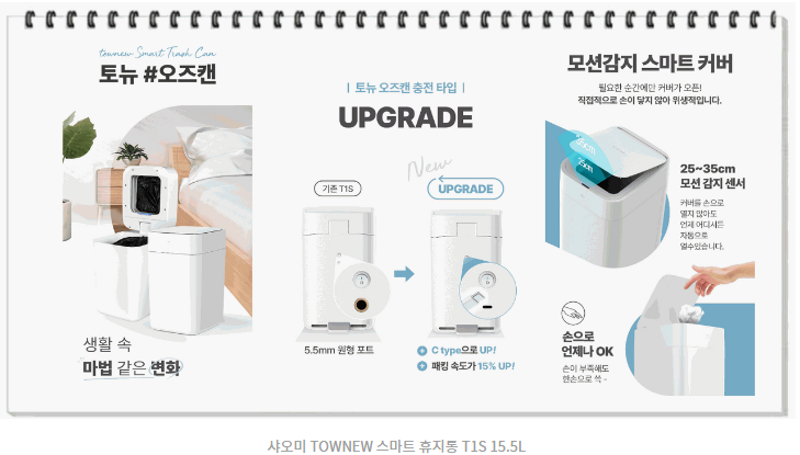 샤오미 TOWNEW 스마트 휴지통 T1S 15.5L