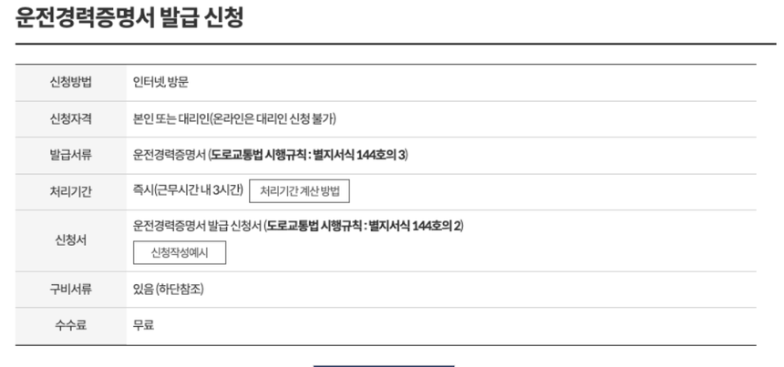 운전경력증명서 발급신청